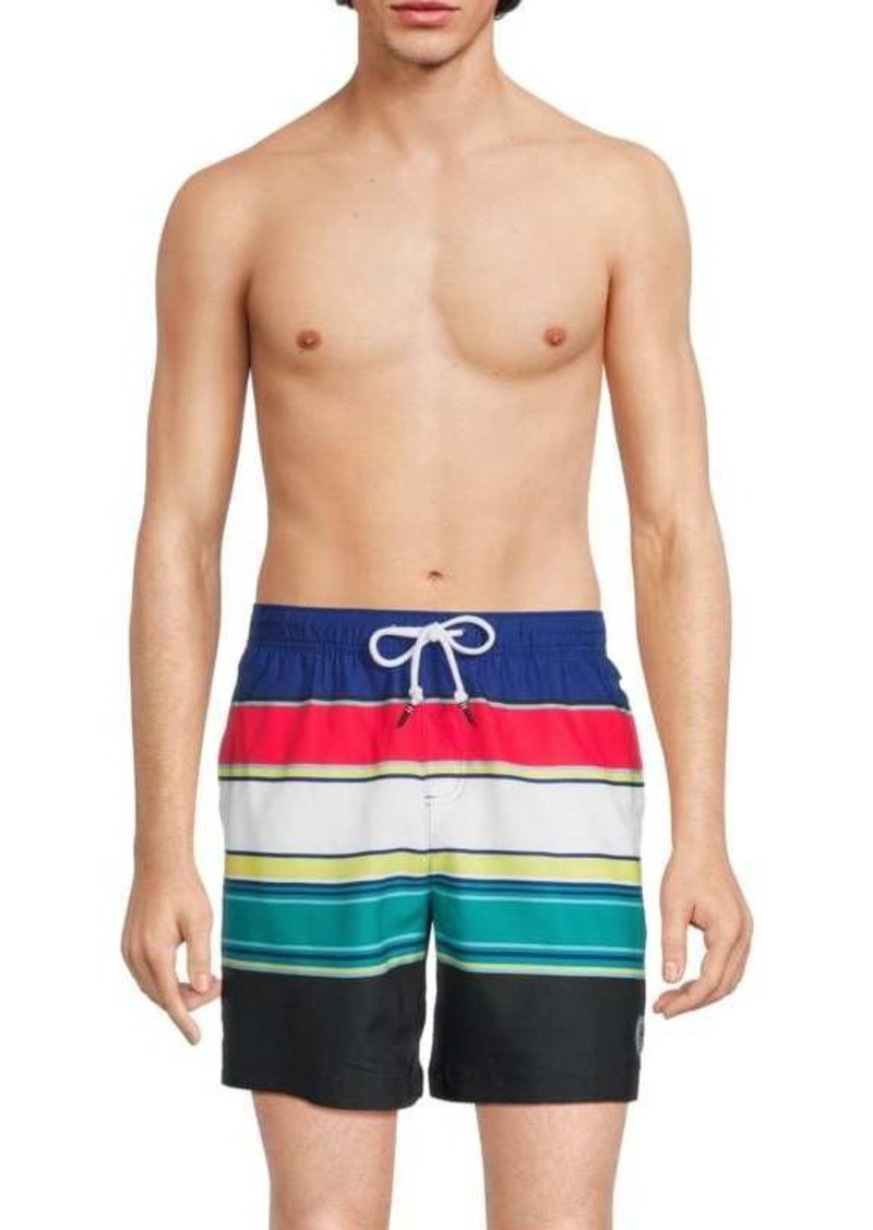 Penguin Striped Drawstring Swim Shorts