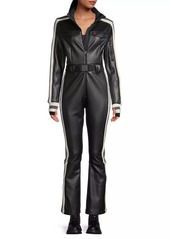 Perfect Moment Crystal Belted Stripe Faux Leather Ski Suit