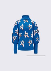 Perfect Moment Stardust Balloon Sleeve Sweater In Dazzling Blue Star Dust