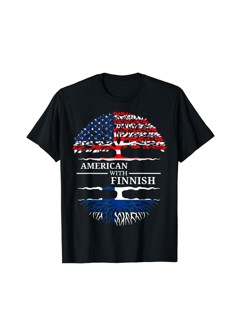 Perry Ellis American With Finnish USA Flag Tree Finland For Men Women T-Shirt