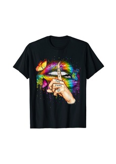 Perry Ellis Hippie Tie Dye Trippy Colours Funny Womens Groovy Lip T-Shirt