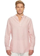 Perry Ellis Long-Sleeve Solid Linen Cotton Popover Shirt