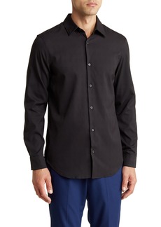 Perry Ellis Stretch Quarter-Zip Long Sleeve Polo Shirt