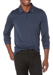 Perry Ellis mens 3 Button Long Sleeve Jacquard Polo Shirt   US