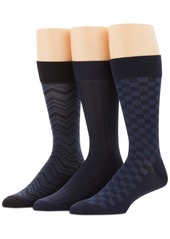 Perry Ellis Men's 3-Pk. Microfiber Patterned Socks - New Navy