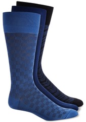 Perry Ellis Men's 3-Pk. Microfiber Patterned Socks - New Navy