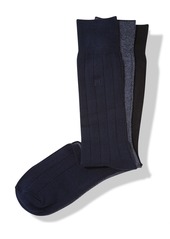Perry Ellis Men's 3-Pk. Rayon Ribbed Dress Socks - Black