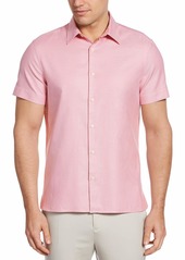 Perry Ellis Men's Big & Tall Solid Textured Short Sleeve Button-Down Shirt