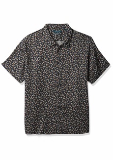 Perry Ellis Men's Big Short Sleeve Leaf Linen Untucked B&T Shirt  2X Large Tall