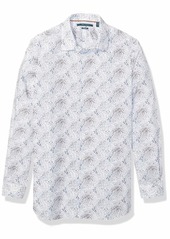 Perry Ellis Men's Big and Tall Abstract Floral Long Sleeve Shirt Bright White-4EMW4648 2X Large