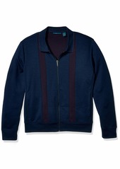 Perry Ellis Men's Bold Stripe Full Zip Long Sleeve Shirt