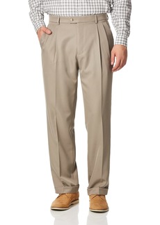 Perry Ellis Men's Classic Fit Elastic Waist Double Pleated Cuffed Pant SIMPLY TAUPE 44x30