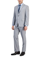 Perry Ellis Men's Modern-Fit Solid Nested Suits - Light Grey Plaid