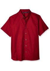 Perry Ellis Men's Dobby Dot Short Sleeve Button-Down Shirt  X Large