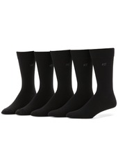 Perry Ellis Men's Flat-Knit Stretch Script Logo Crew Socks, Pack of 5 - Black