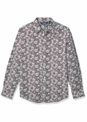 Perry Ellis Men's Floral Paisley Print Stretch Long Sleeve Button Down Shirt  XX Large