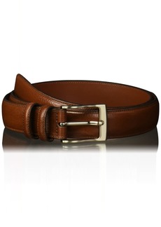 Perry Ellis Hc Milled Big and Tall Men's Leather Belt with Stitched Edges Two Loops and Antique Silver Prong Buckle