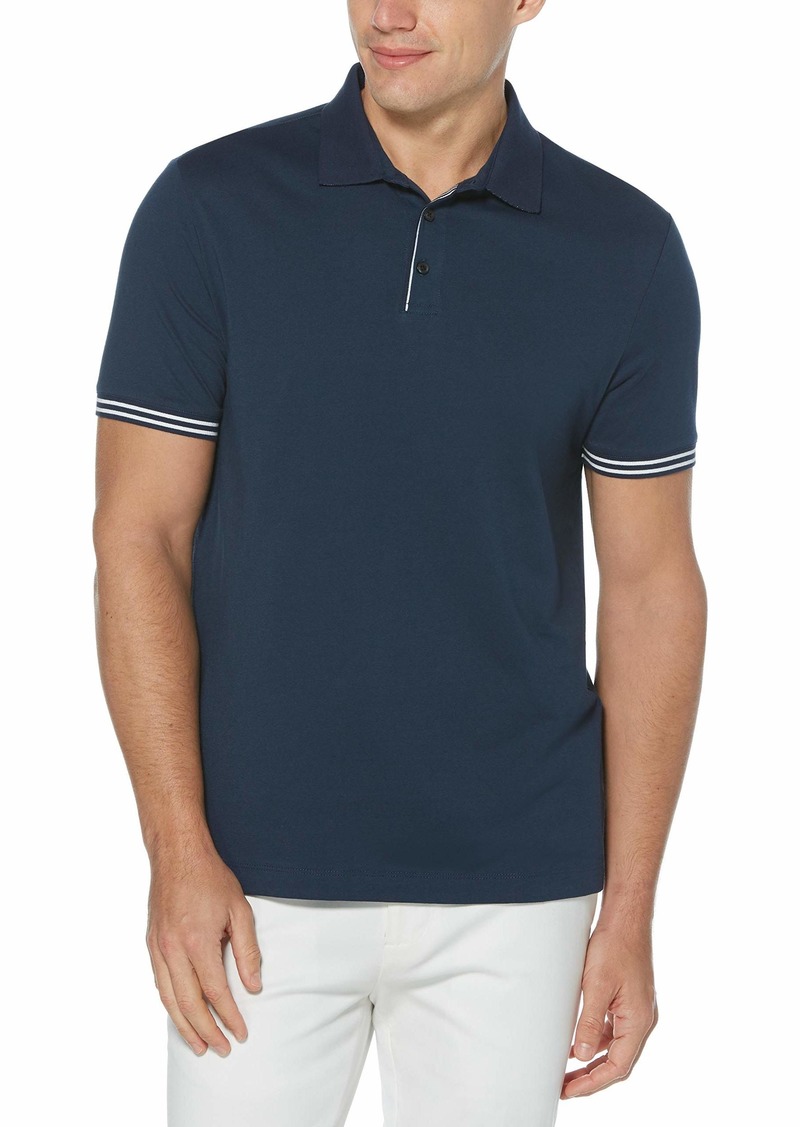 Perry Ellis Men's Icon Polo Shirt With Solid Breathable Moisture-Wicking Fabric (Sizes -5Xl)
