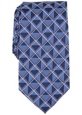 Perry Ellis Men's Karmen Grid Tie - Silver