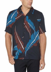 Perry Ellis Men's Leaf Print Camp Short Sleeve Button-Down Shirt  XX Large