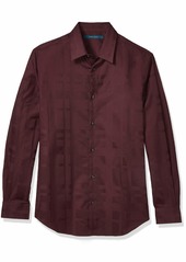 Perry Ellis Men's Sateen Solid Dobby Long Sleeve Button-Down Shirt