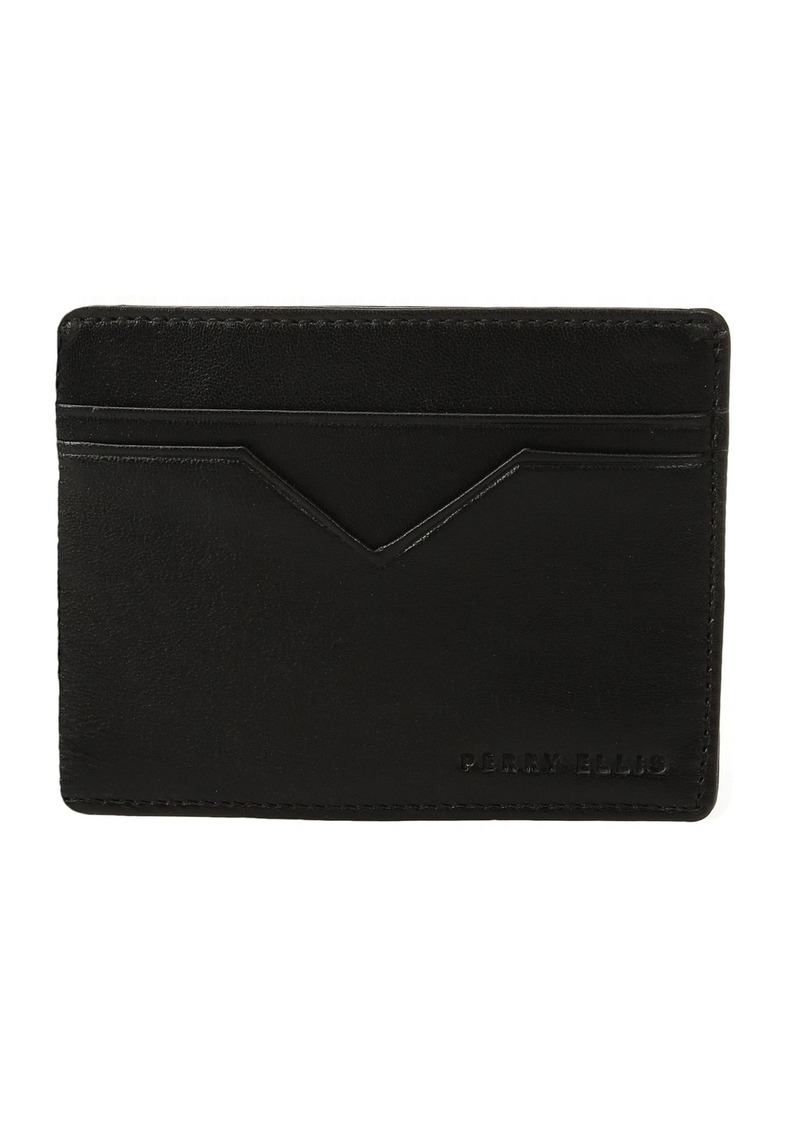 Perry Ellis Men's Perry Ellis Portfolio Card Holder With A Sliver Tone Logo