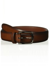 Perry Ellis Portfolio Park Ave Men's Dress Belt with Burnished Edges and Silver Prong Buckle Textured Leather Belt 