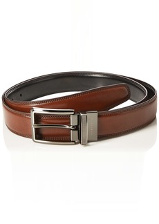 Perry Ellis Men's Portfolio Double Stitched Leather Reversible Belt (Sizes 30-42 Inches)