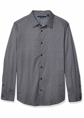 Perry Ellis Men's Scribble Print Stretch Long Sleeve Button-Down Shirt  XX Large