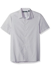 Perry Ellis Men's Short Sleeve Dot Printed Shirt Bright White-4CFW7023 Extra Large