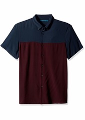 Perry Ellis Men's Short Sleeve Striped Soft Printed Shirt Dark Sapphire/DFW Extra Large