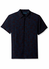 Perry Ellis Men's Short Sleeve Striped Soft Printed Shirt Dark Sapphire/DFW