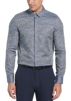 Perry Ellis Men's Slim-Fit Jacquard Floral-Print Shirt - Dark Denim