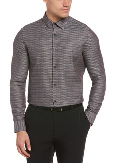 Perry Ellis Men's Slim Fit Jacquard Triangle Print Long Sleeve Button-Down Shirt  X Large