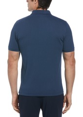 Perry Ellis Men's Slim-Fit Ribbed-Knit 1/4-Zip Polo Shirt - Quiet Shade