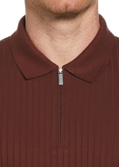 Perry Ellis Men's Slim-Fit Ribbed-Knit 1/4-Zip Polo Shirt - Quiet Shade