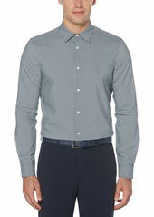 Perry Ellis Men's Slim Fit Scallop Print Long Sleeve Button-Down Shirt
