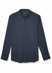 Perry Ellis Men's Slim Fit Stretch Multi-Color Striped Long Sleeve Shirt Dark Sapphire-4EMW4054 XX Large