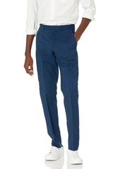 Perry Ellis Men's Slim Fit Stretch Plaid Pants Mediterranean Blue-4EMB4309