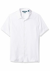 Perry Ellis Men's Total Stretch Slim Fit Dot Print Short Sleeve Button-Down Shirt