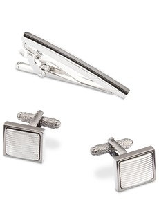 Perry Ellis Two-Tone Tie Bar & Cuff Links Set - Dark Gray