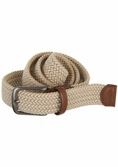 Perry Ellis Men's Woven Stretch Leather-Trim Belt