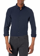 Perry Ellis Motion Men's Slim Fit Crosshatch Long Sleeve Button-Down Stretch Shirt  X Large