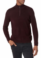 Perry Ellis Motion Men's Textured Merino Long Sleeve Quarter Zip Sweater