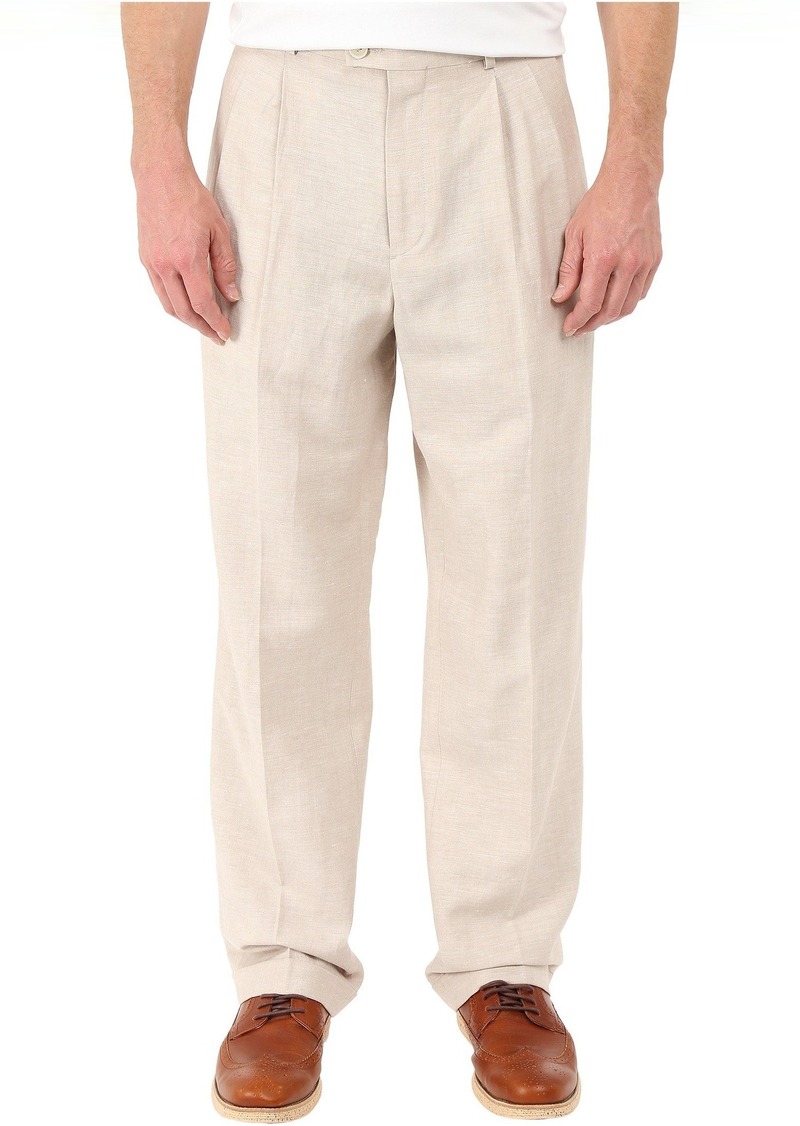 Perry Ellis Classic Fit Double Pleat Linen Portfolio Pant | Bottoms