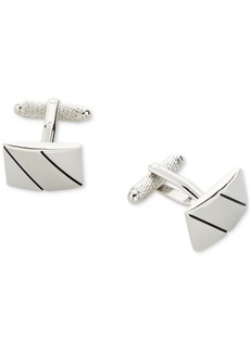 Perry Ellis Portfolio Men's Diagonal Line Cufflinks - Silver