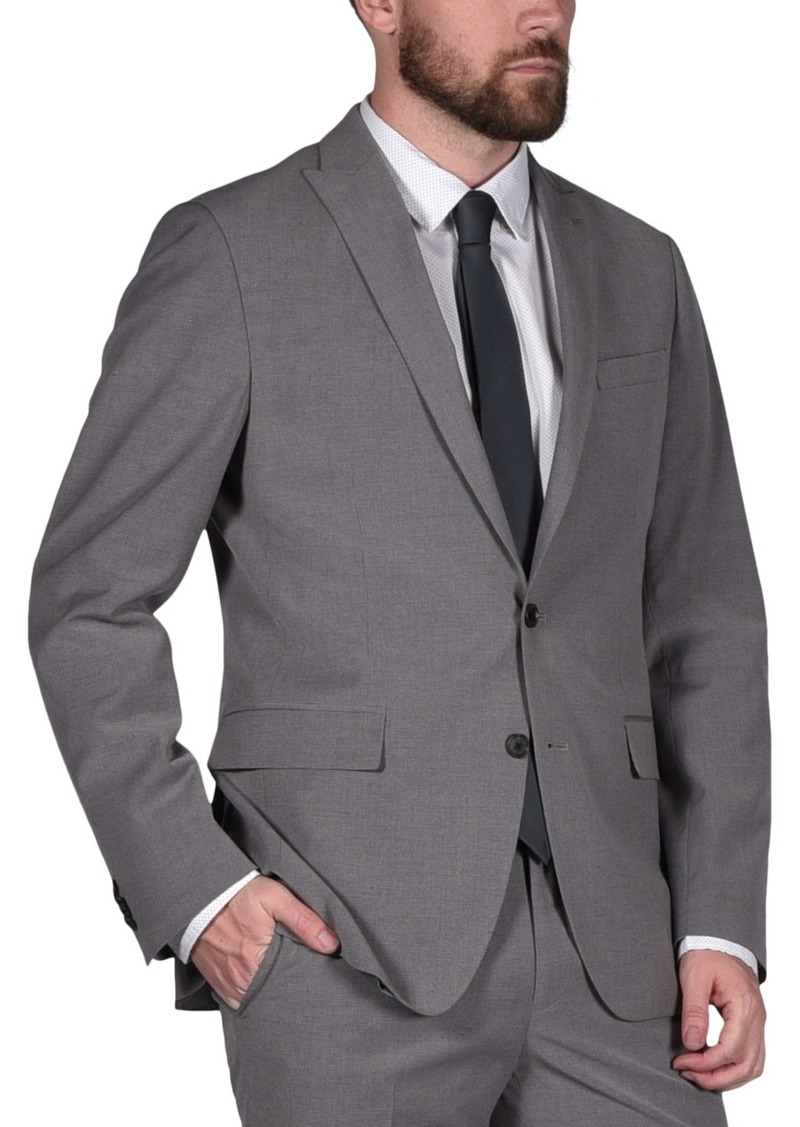 Perry Ellis Portfolio Men's Micro-Grid Slim-Fit Stretch Suit Jacket - Light Grey