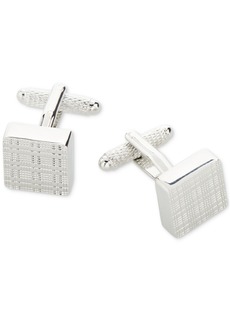 Perry Ellis Portfolio Men's Plaid Cufflinks - Silver