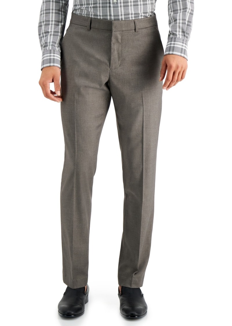 Perry Ellis Portfolio Men's Slim-Fit Non-Iron Performance Stretch Heathered Dress Pants - Major Brown