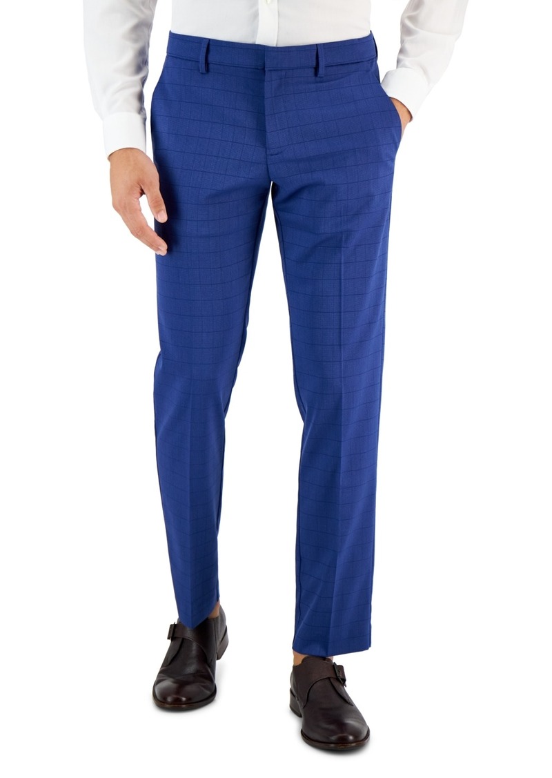 Perry Ellis Portfolio Men's Slim-Fit Tonal Check Dress Pants - Dark Blue